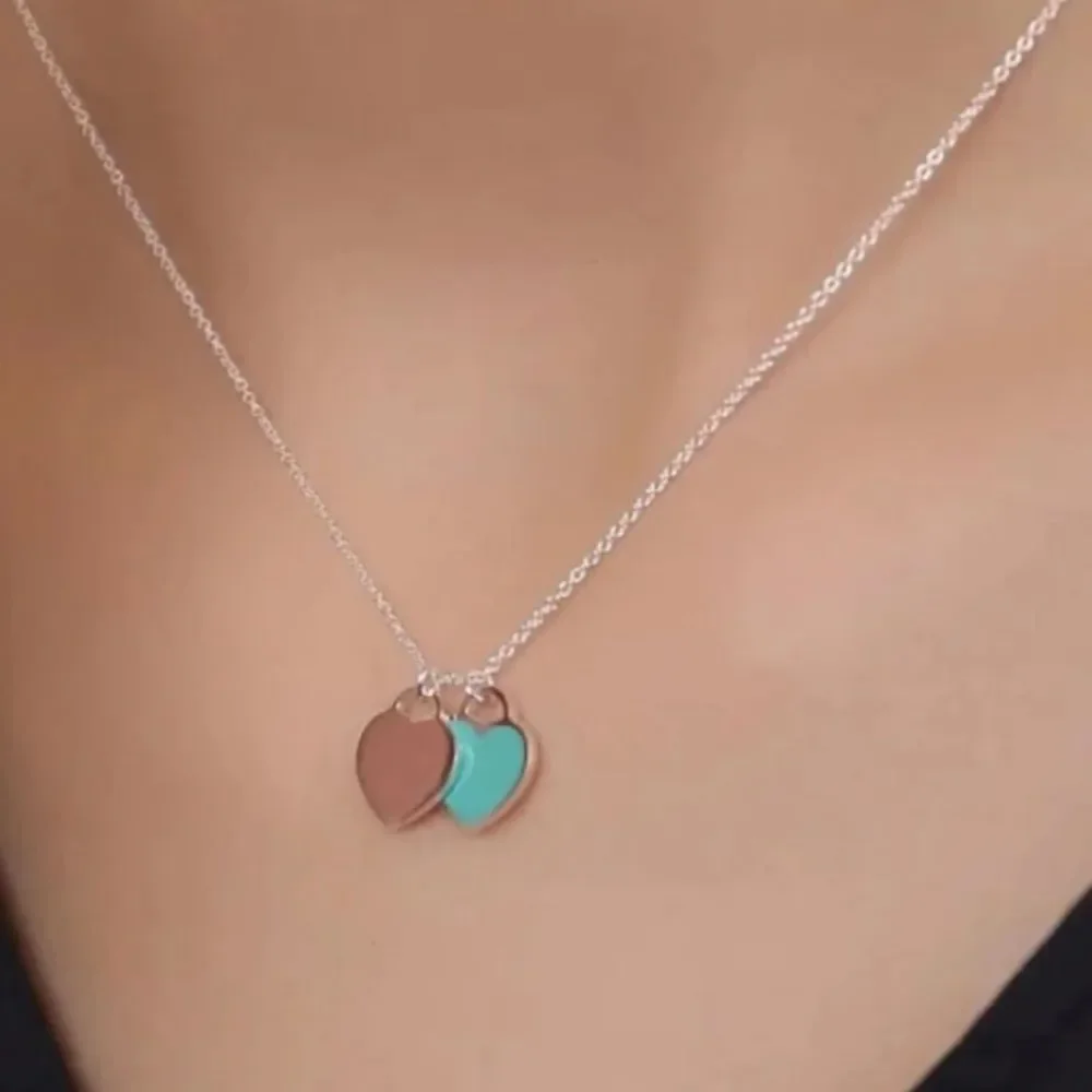 🩵 925 Sterling silver teal heart necklace